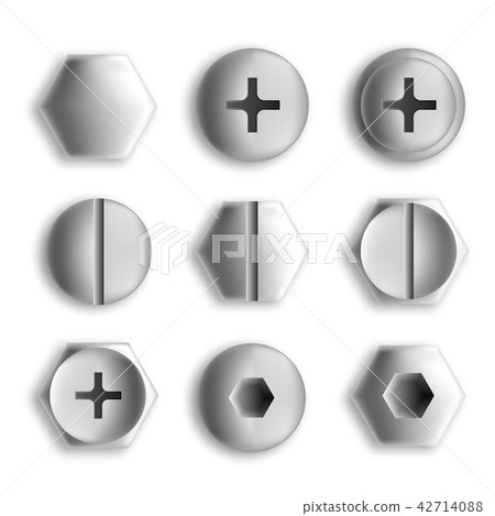 Set of metal screws and bolts isolated. Vector illustration Set of metal screws and bolts isolated. Vector illustration 42714088