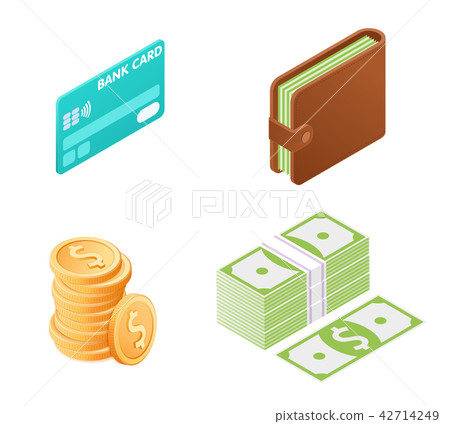 Flat illustration of money isometric icon set. Flat illustration of money isometric icon set. 42714249
