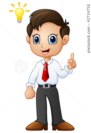 Cartoon businessman thinking a new idea 42714758
