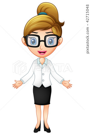 Businesswoman cartoon waving both hands Businesswoman cartoon waving both hands 42715048