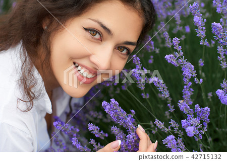 beautiful young woman is in the lavender field beautiful young woman is in the lavender field 42715132