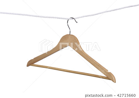 Clothes hanger hanging on the rope Clothes hanger hanging on the rope 42715660