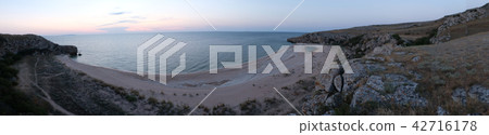 Wild beach on Island panoramic view 42716178