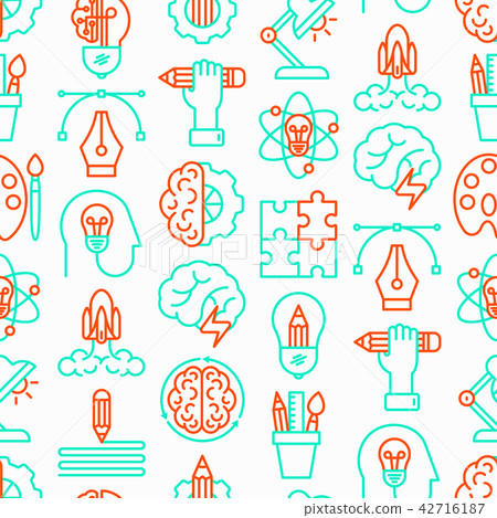Creative seamless pattern with thin line icons - Stock Illustration ...
