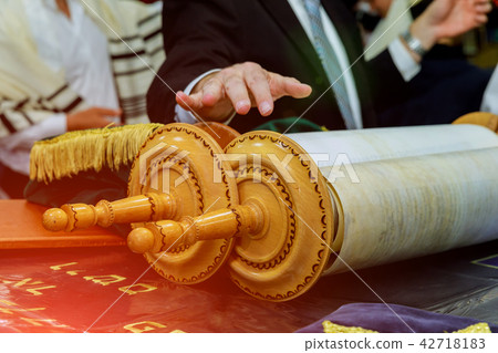 Barmitzvah reading Torah scrolls near Bar Mitzva Barmitzvah reading Torah scrolls near Bar Mitzva 42718183