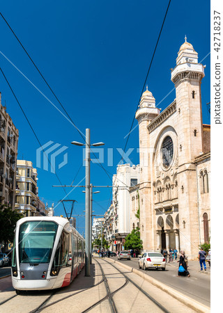 Tram at the Abdellah Ben Salem Mosque in Oran, Algeria 42718237