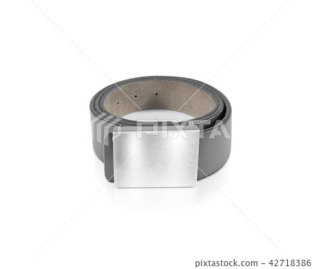 Mens grey belt with blank badge mockup isolated 42718386
