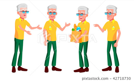 Old Man Poses Set Vector. Elderly People. Senior Person. Aged. Beautiful Retiree. Life. Presentation Old Man Poses Set Vector. Elderly People. Senior Person. Aged. Beautiful Retiree. Life. Presentation 42718730