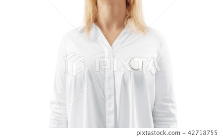Blank white round gold lapel badge mock up  42718755