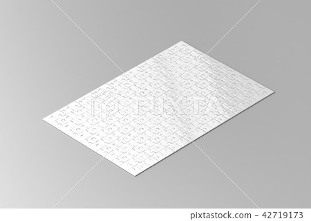 Blank white jigsaw puzzle game mockup, isometric Blank white jigsaw puzzle game mockup, isometric 42719173