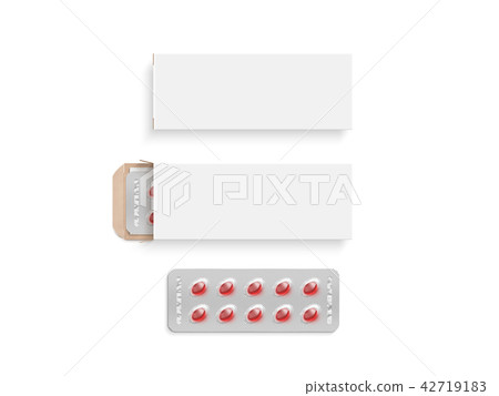 Blank white pill box design mockup set, isolated, 42719183
