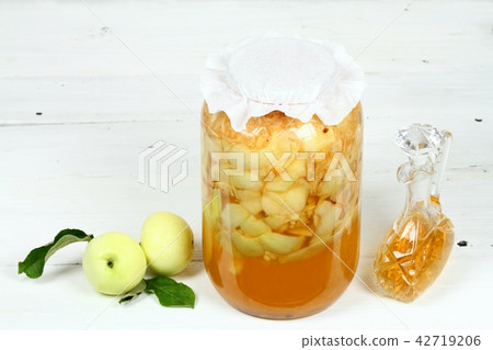 Handmade apple vinegar from organic white apples 42719206