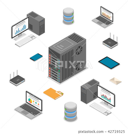 Data Network Technology Isometric 42719325