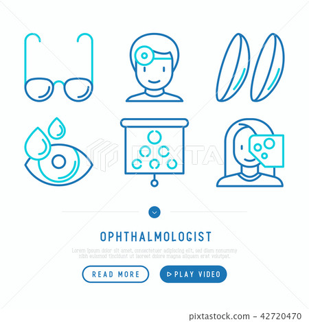 Ophthalmologist thin line icons set Ophthalmologist thin line icons set 42720470