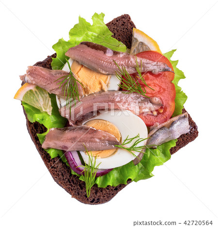 Sandwich with anchovy isolated 42720564