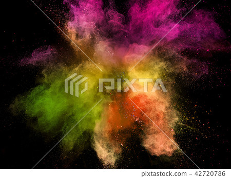 Colored powder explosion isolated on black background. 42720786