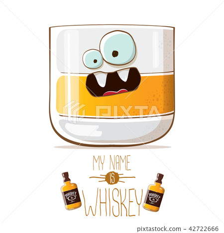 vector funny whiskey glass character isolated on white background. My name is whiskey vector concept 42722666
