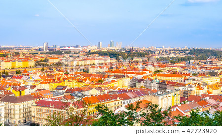 Prague cityscape. Skyline with modern building of Pankrac. Sunny summer day, Praha, Czech Republic 42723920