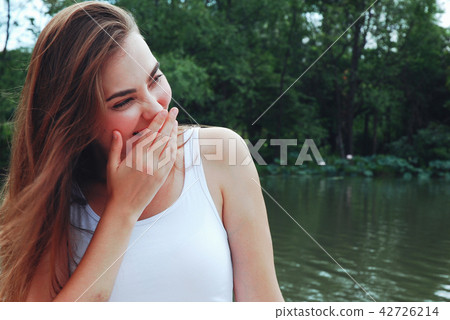 Beautiful girl happy and smile portrait close up. Beautiful girl happy and smile portrait close up. 42726214