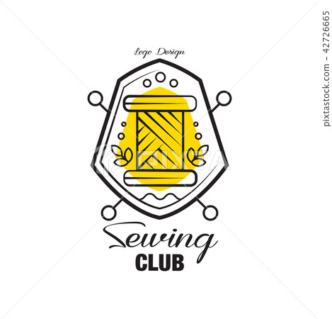 Sewing club logo design, emblem with heraldic shield can be used for sewing shop, knit club, atelier 42726665