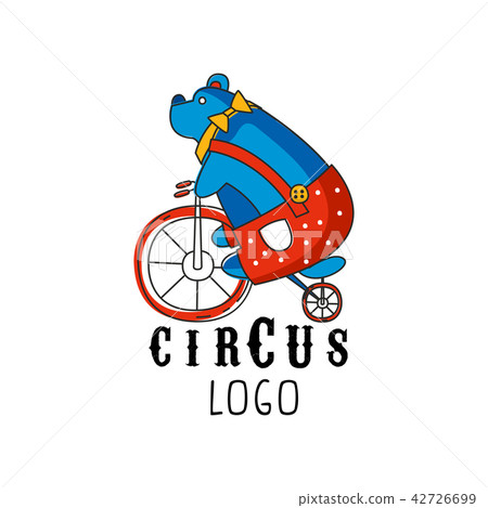 Circus logo original design, creative badge with bear on a bicycle can be used for flyear, posters 42726699