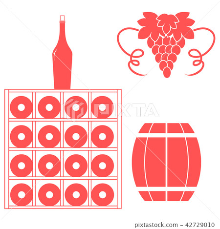 Stylized icon of a colored wine rack, bottles of Stylized icon of a colored wine rack, bottles of 42729010