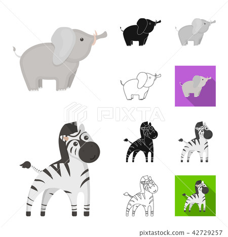 An unrealistic cartoon,black,flat,monochrome,outline animal icons in set collection for design. Toy 42729257