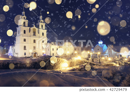 Landscape Church in Minsk on Christmas night 42729479