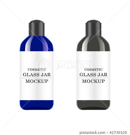 Realistic white jar with plastic lid for cosmetics - body cream, gel, butter, scrub, shampoo, gel 42730320