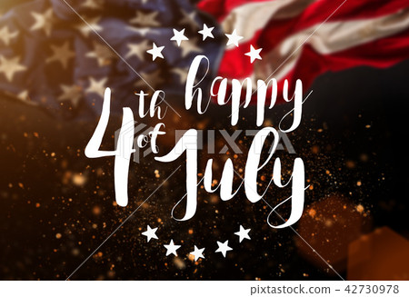 Inscription Happy 4th of July with USA flag. 42730978