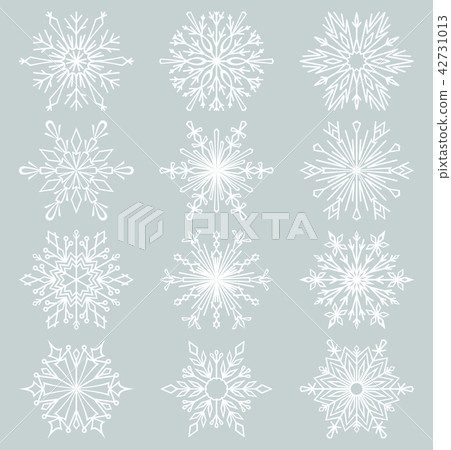 Snowflakes icon collection. White snowflakes 42731013