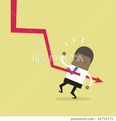 Down graph fall to African businessman. Down graph fall to African businessman. 42733571