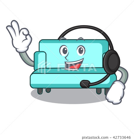 With headphone sofa mascot cartoon style 42733646