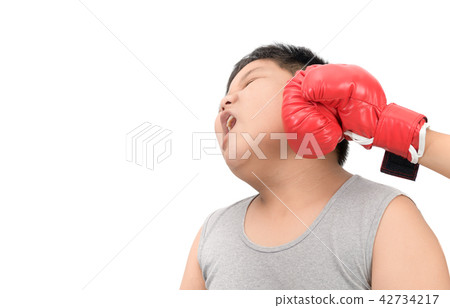 Fat boy getting punch in his face  42734217