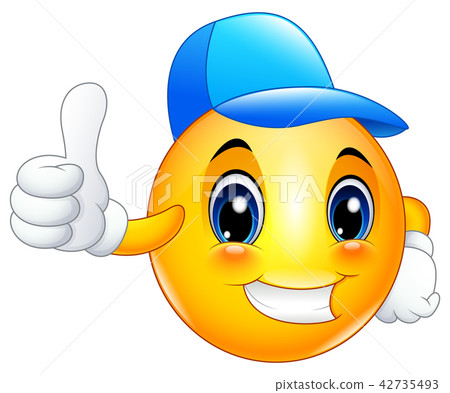 Cartoon emoticon smiley wearing a cap Cartoon emoticon smiley wearing a cap 42735493