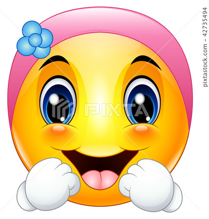Female emoticon cartoon wearing a headbands Female emoticon cartoon wearing a headbands 42735494