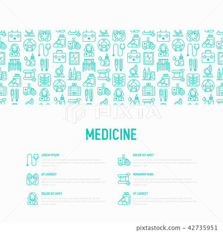 Medicine concept with thin line icons Medicine concept with thin line icons 42735951