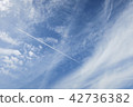 Blue sky and airplane cloud 42736382