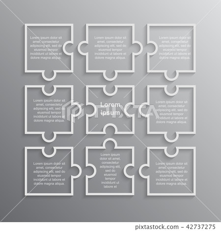 Puzzle Nine Pieces Square Infographics. 9 Steps. - Stock Illustration ...