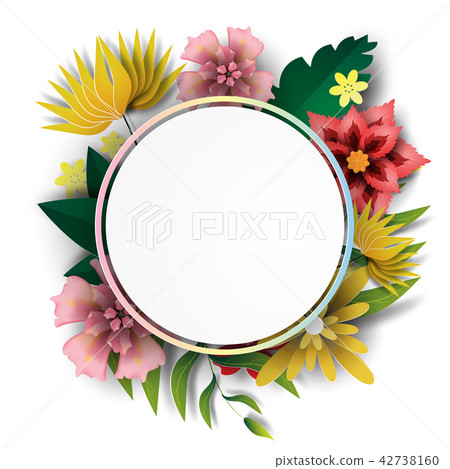 Paper art of Frame circle nature green colorful Paper art of Frame circle nature green colorful 42738160