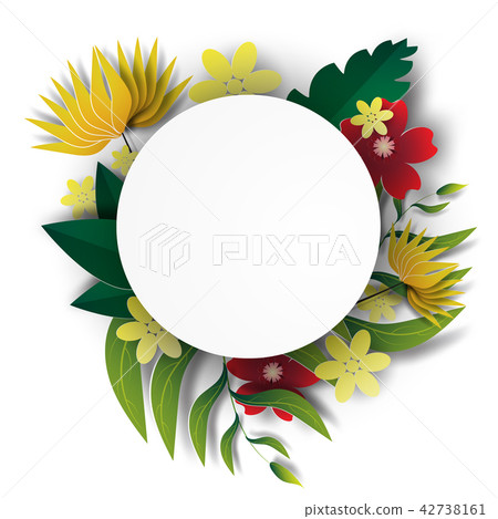 Paper art of Frame circle nature green colorful Paper art of Frame circle nature green colorful 42738161