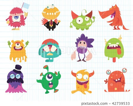 Monsters collection. set of cartoon monsters Monsters collection. set of cartoon monsters 42739533