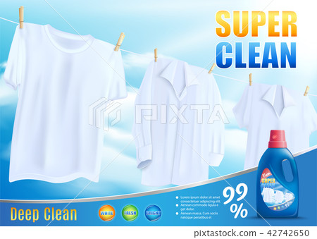 Super Clean Washing with New Detergent Vector 42742650