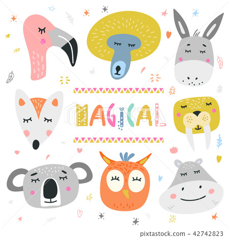 Cute heads of animals vector illustration Cute heads of animals vector illustration 42742823