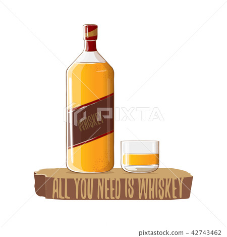 All you need is whiskey vector concept illustration. vector funky whiskey or bourbon bottle with All you need is whiskey vector concept illustration. vector funky whiskey or bourbon bottle with 42743462