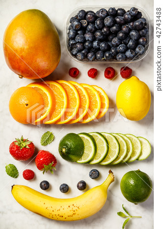 Flat-lay of organic fruits 42743488