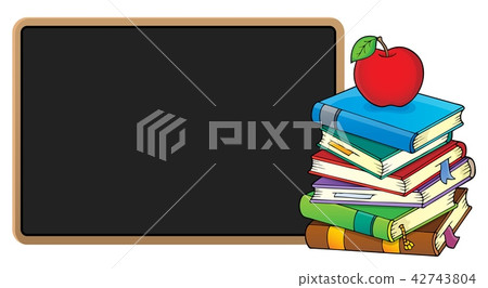 Stack of books and blackboard Stack of books and blackboard 42743804