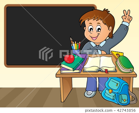 Boy behind school desk theme image 2 Boy behind school desk theme image 2 42743856