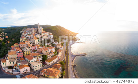 Aerial view Cervo medieval town Italy. 42744072