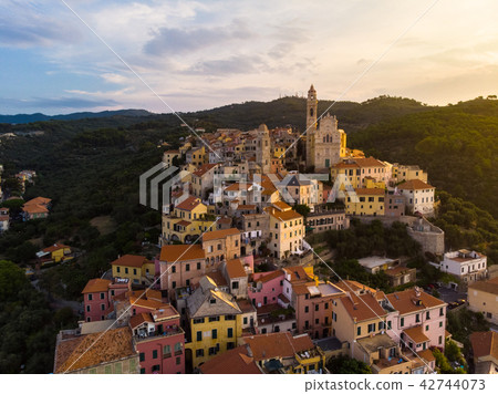 Aerial view Cervo medieval town Italy. 42744073